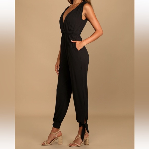 BRAND NEW! Cool to be Casual Black Sleeveless Jogger Jumpsuit - Picture 4 of 4